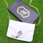Elegant White Ladies Purse Premium Synthetic Leather Handbag for Women Stylish Shoulder Bag