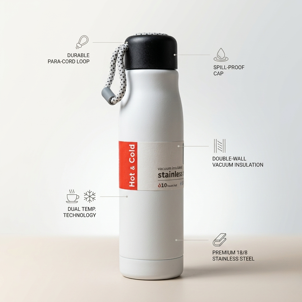 Alsultan Hot & Cold Thermal Bottle Vacuum Insulated Stainless Steel Water Bottle