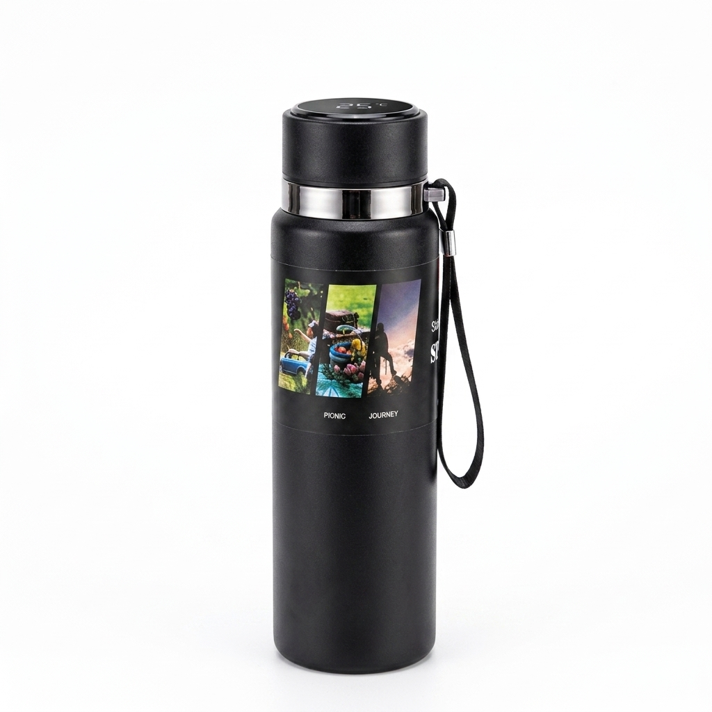 Alsultan Sports Vacuum Insulated Stainless Steel Water Bottle Hot & Cold Thermal Flask with Carry Strap