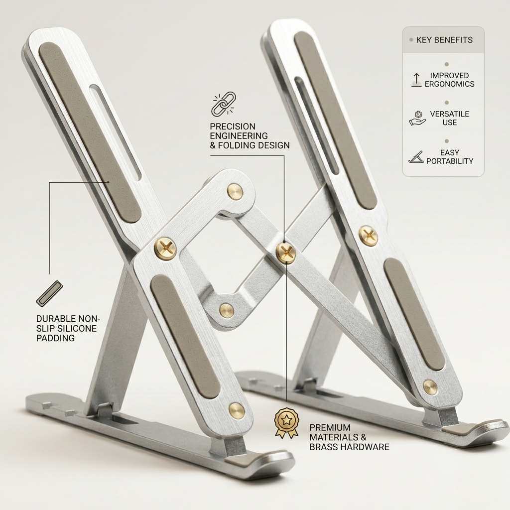 Adjustable Metal Laptop Stand Ergonomic Aluminum Desk Stand for Laptop, MacBook & Notebook