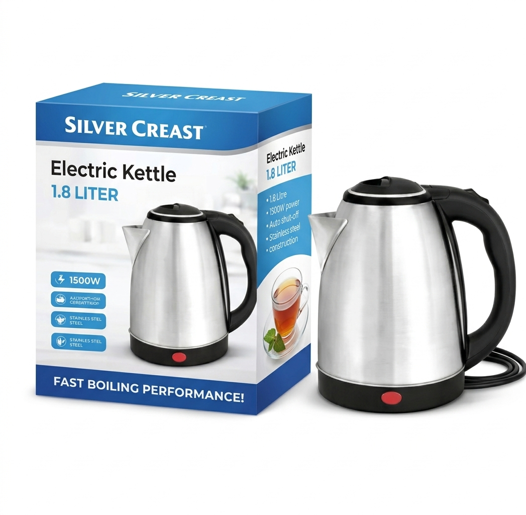 Fast Boil Electric Kettle – 1.8L Stainless Steel Electric Water Heater | Auto Shut-Off Safety Kettle for Home & Office